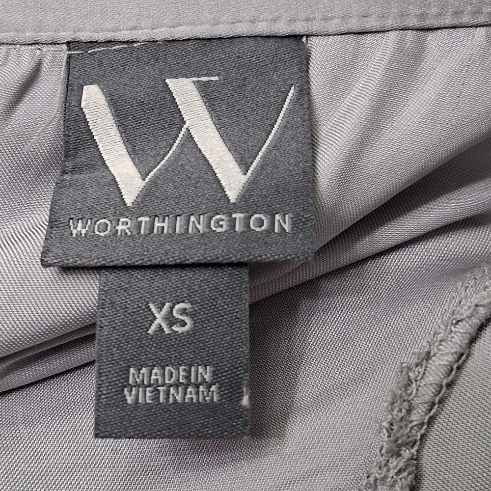 NWT Worthington Gray Shiny Button Down Shirt Size XS - Picture 9 of 10